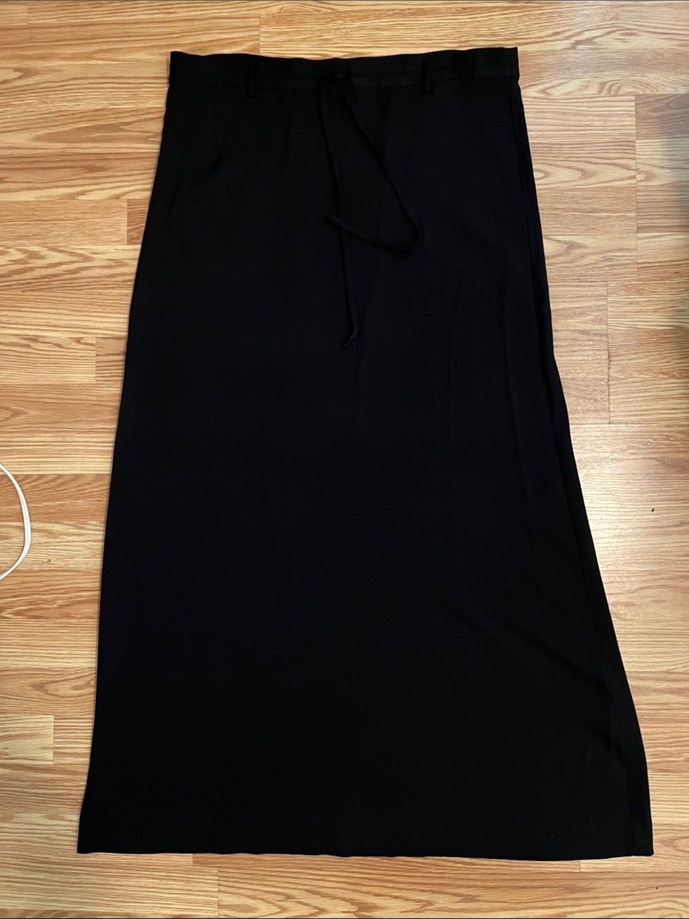 Theory Silk Black Maxi Skirt with Drawstring Waist